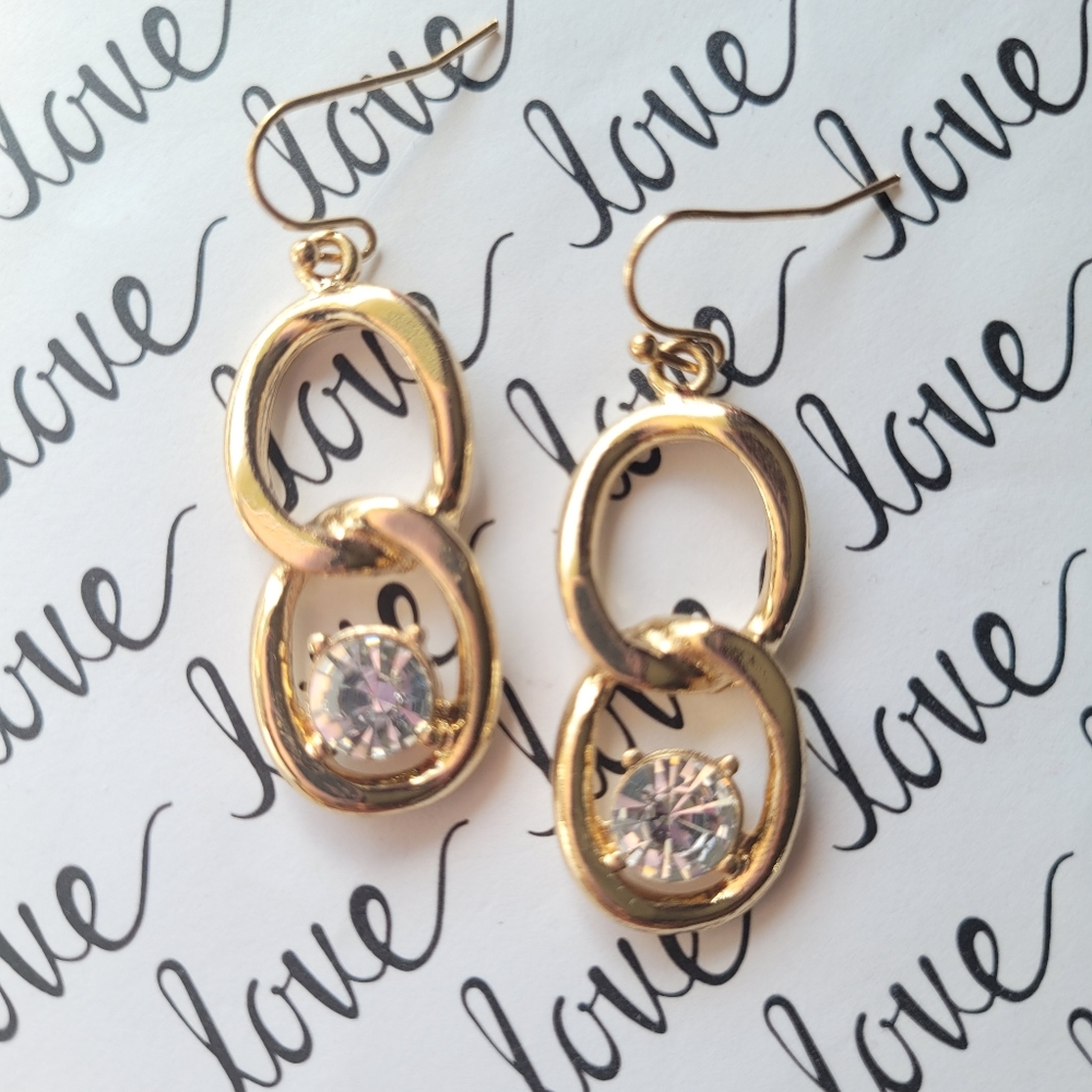 Gold Link Crystal Earrings